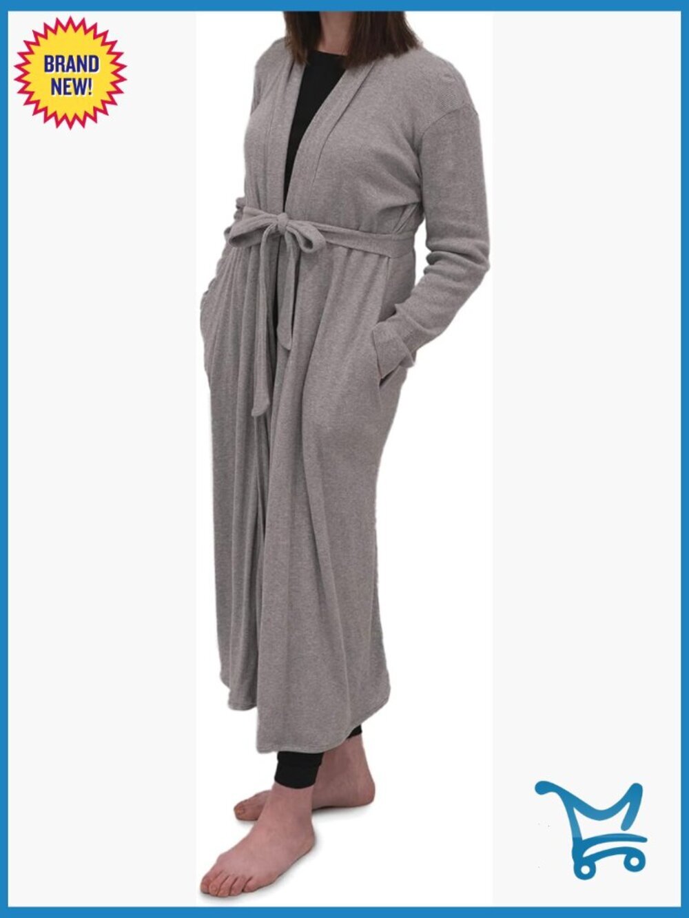 Organic Cotton Maternity Robe, Shawl Collar, Nursing, Postpartum, Loungewear